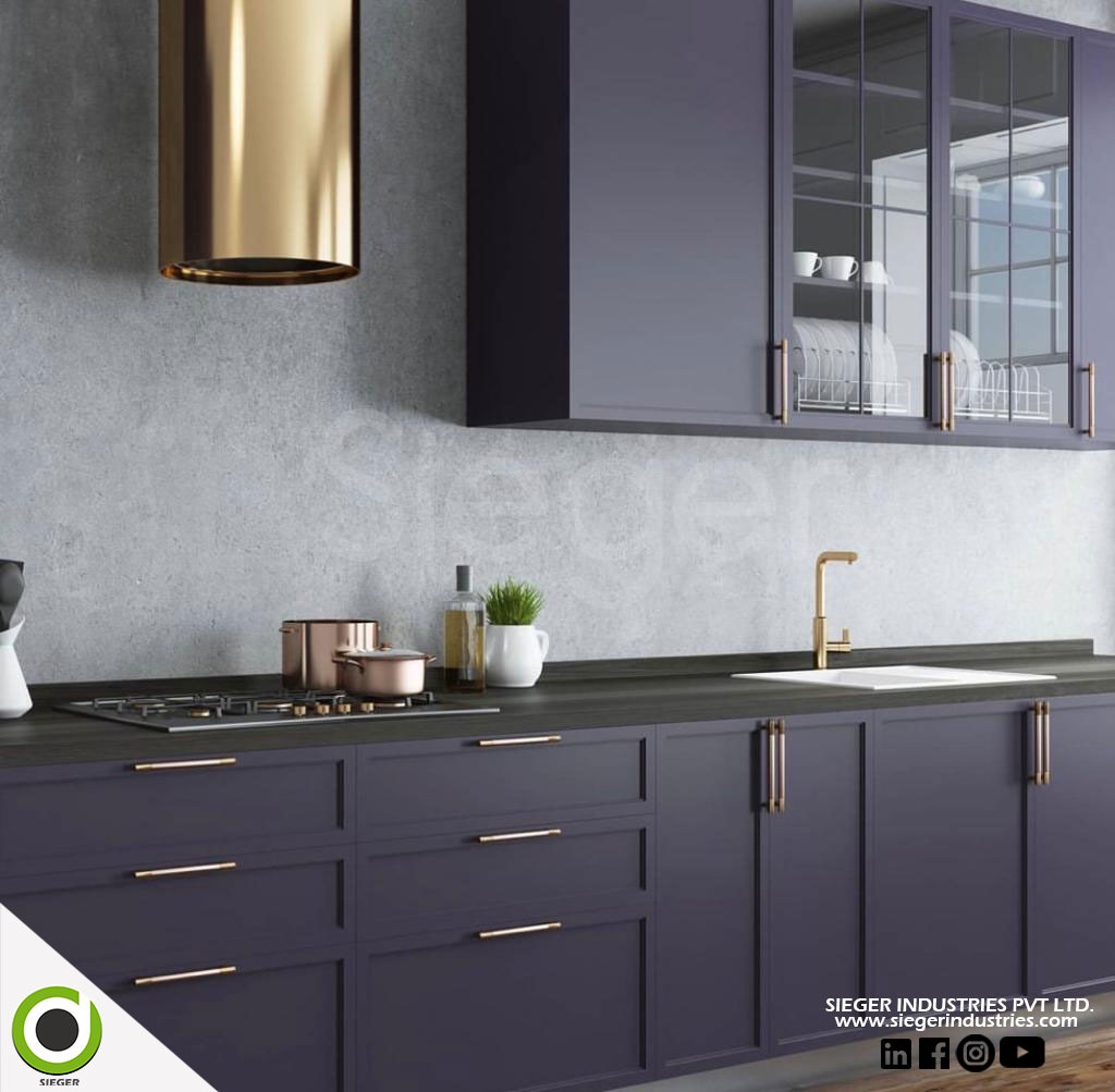 Modern Charcoal Kitchen with Gold Hardware