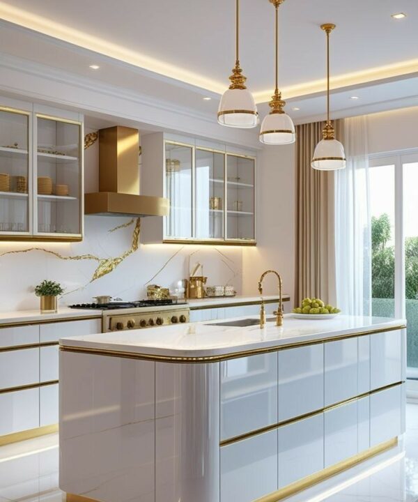 White and Gold Glamour Kitchen