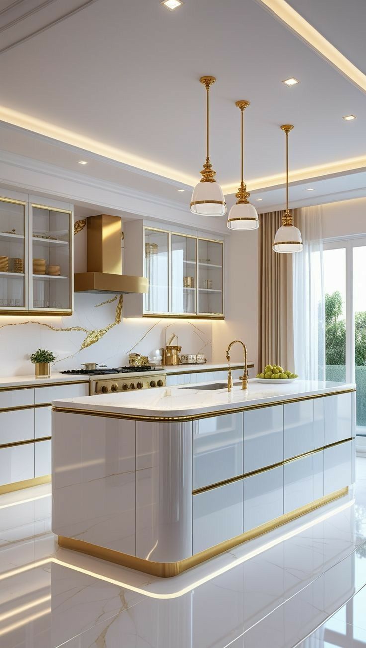 White and Gold Glamour Kitchen