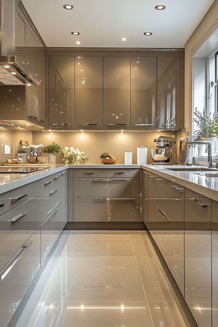 Champagne Gloss U-Shaped Kitchen