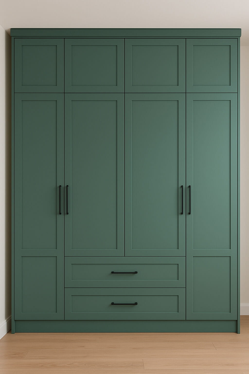 Modern Sage Green Wardrobe with Storage Drawers