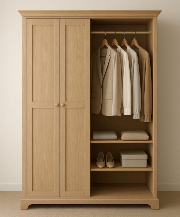 Traditional Oak Armoire with Open Display Interior