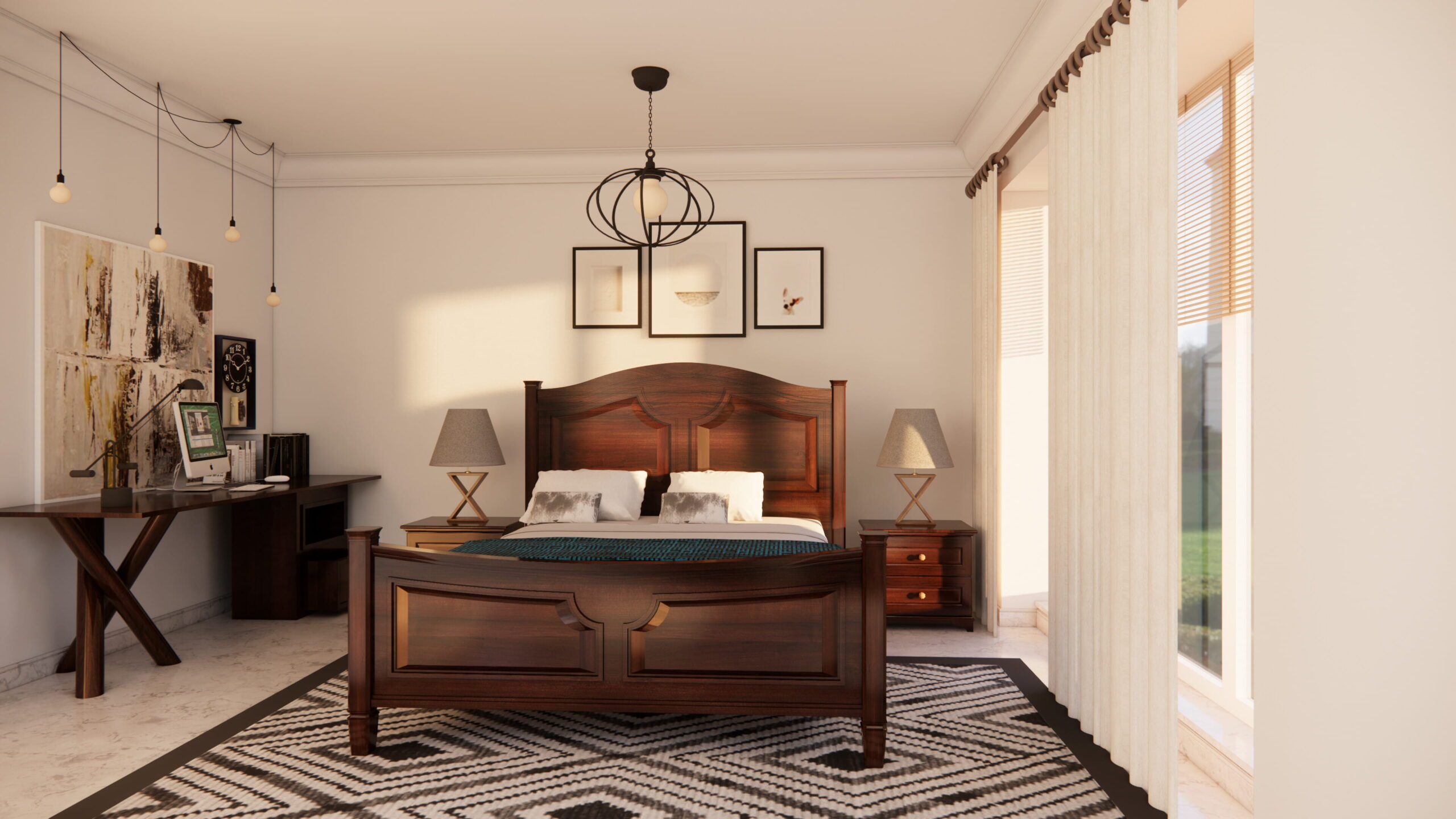 Traditional Wooden Panel Bed