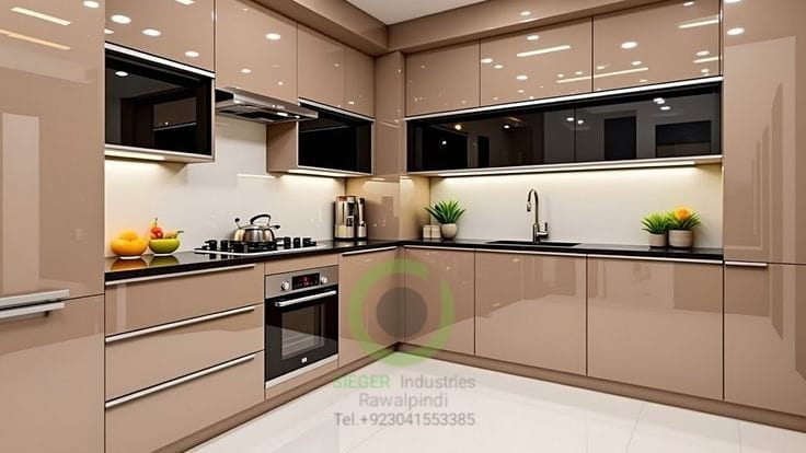 Beige High-Gloss U-Configuration