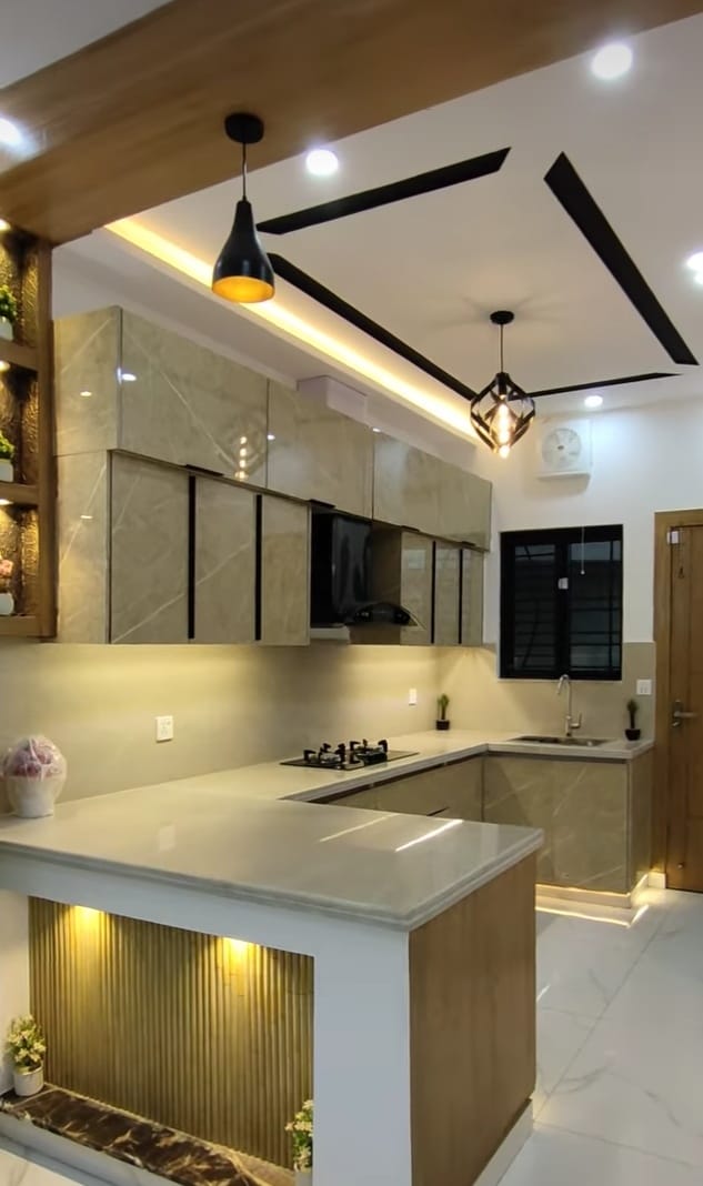 Beige with Fluted Island Detail