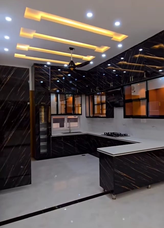 Dramatic Black Marble with Orange Accents