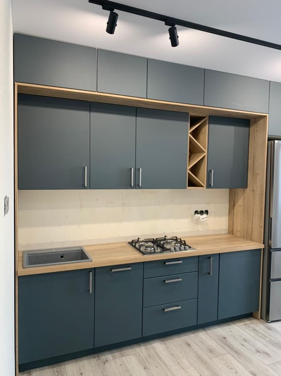 Teal Blue with Oak Trim