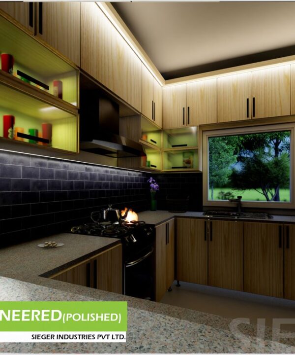 Ash Veneer with Green LED Accent