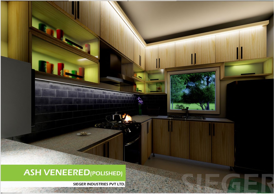 Ash Veneer with Green LED Accent