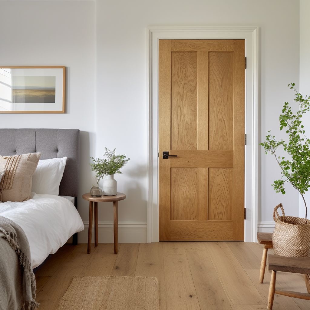 Natural Oak Four-Panel Craftsman Door