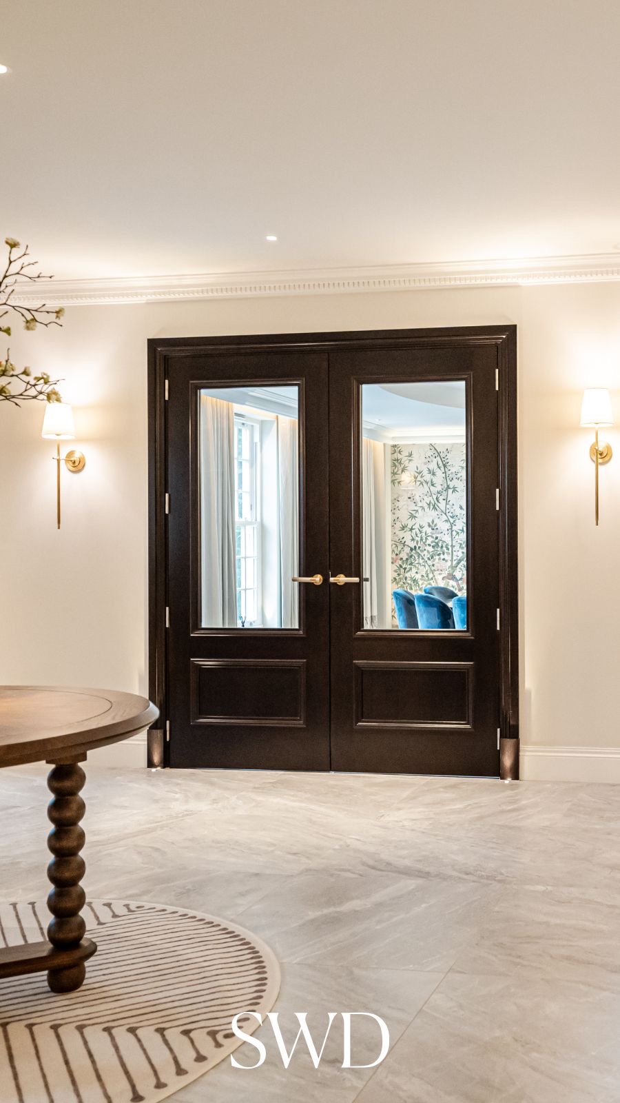 Dark Espresso Double Doors with Glass Panels