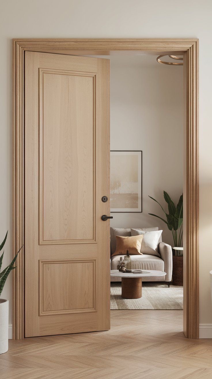 Natural Oak Two-Panel Door with Stepped Frame