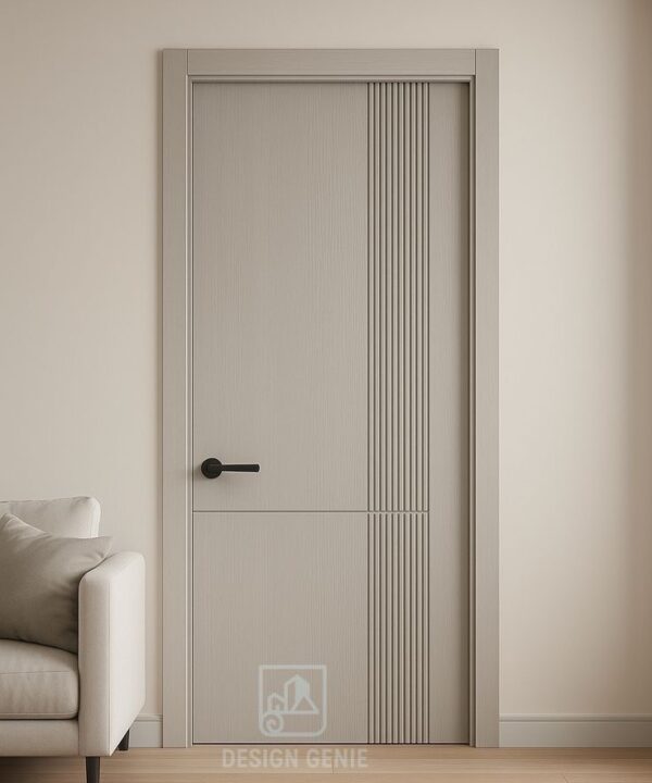 Minimalist Gray Door with Vertical Fluted Accent