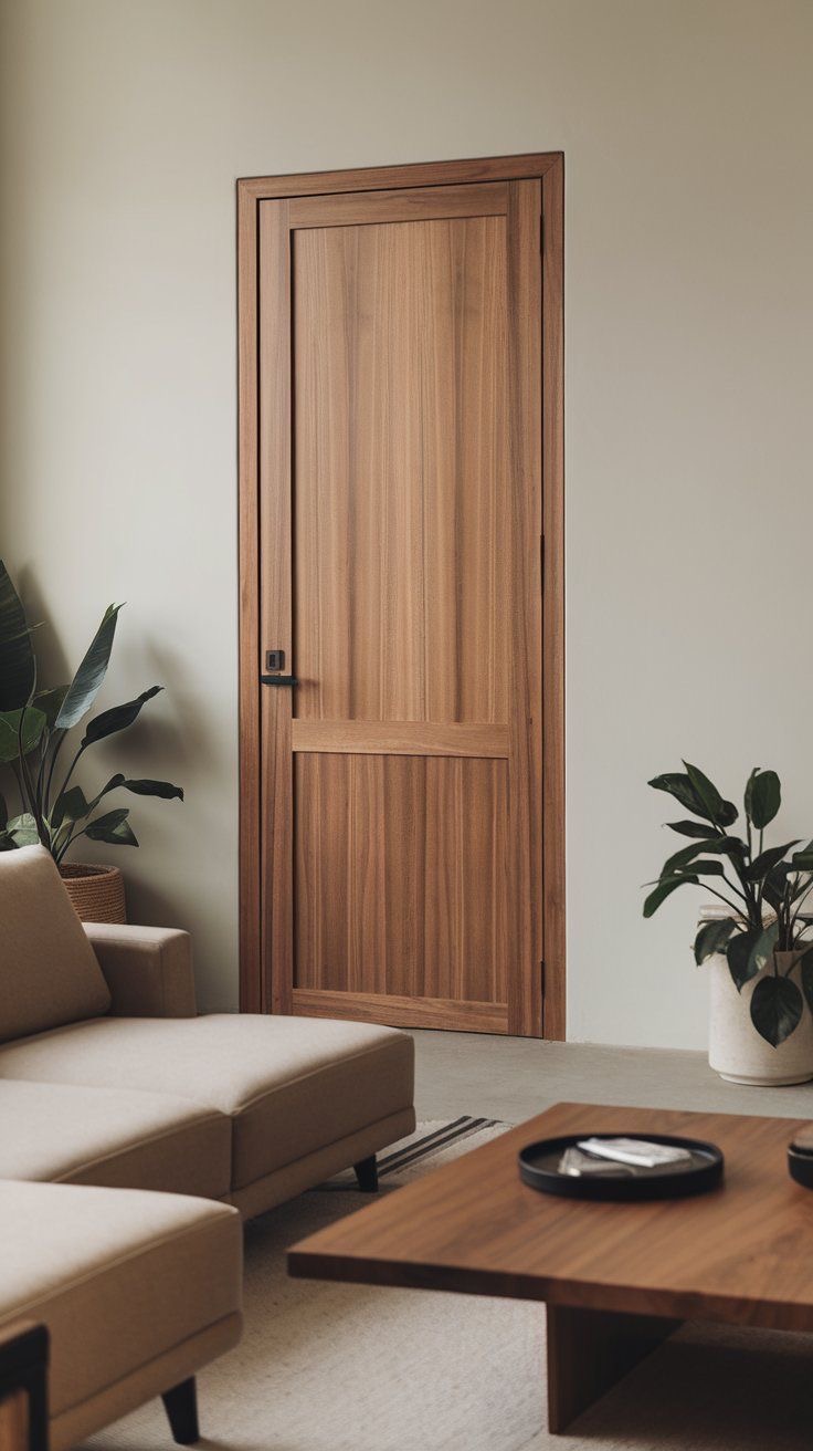 Warm Walnut Two-Panel Door with Visible Grain