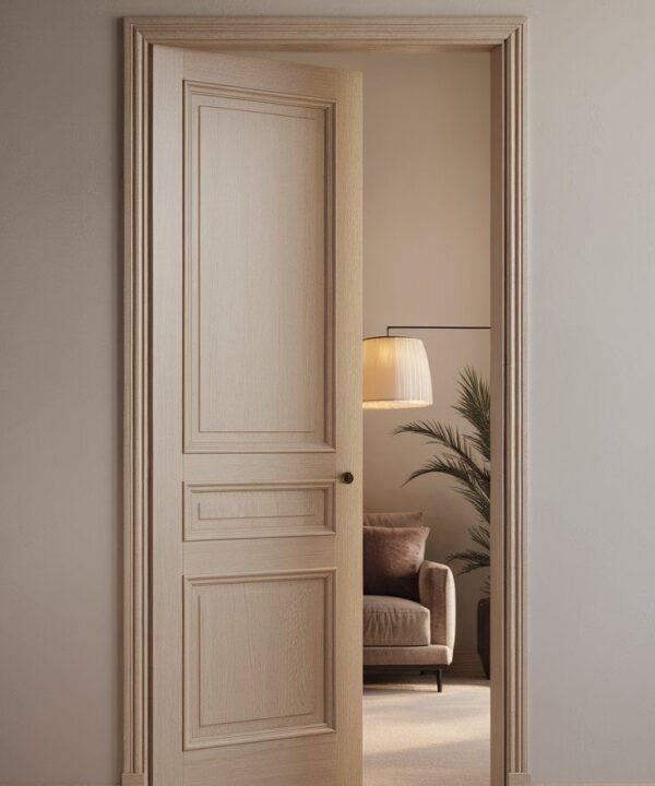 Light Oak Three-Panel Traditional Door