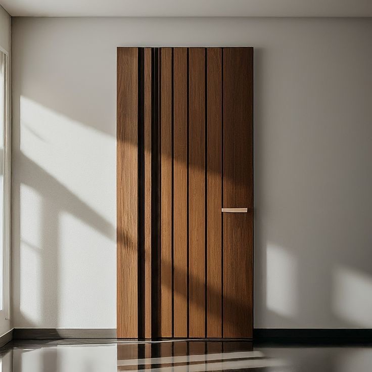 Walnut Door with Vertical Black Inlay Grooves