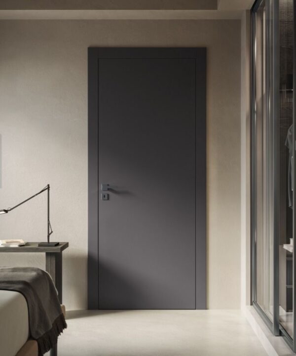Matte Charcoal Gray Single-Panel Flush Door 