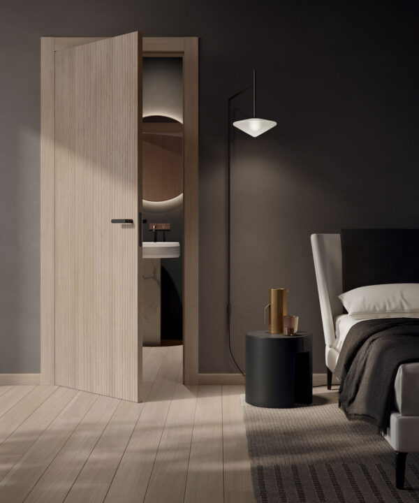 Light Oak Vertical Fluted Pivot Door