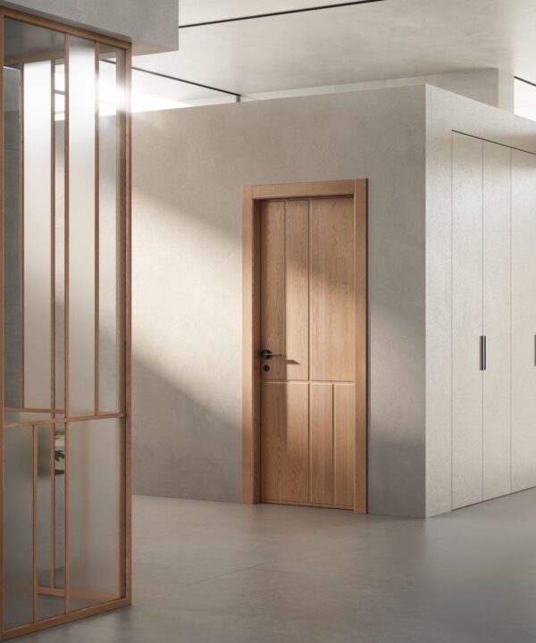 Light Oak Asymmetric Four-Panel Door