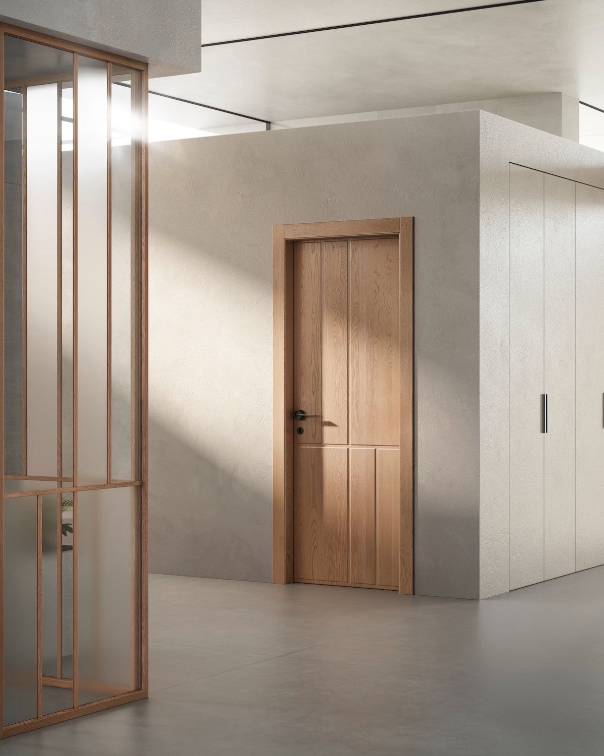 Light Oak Asymmetric Four-Panel Door
