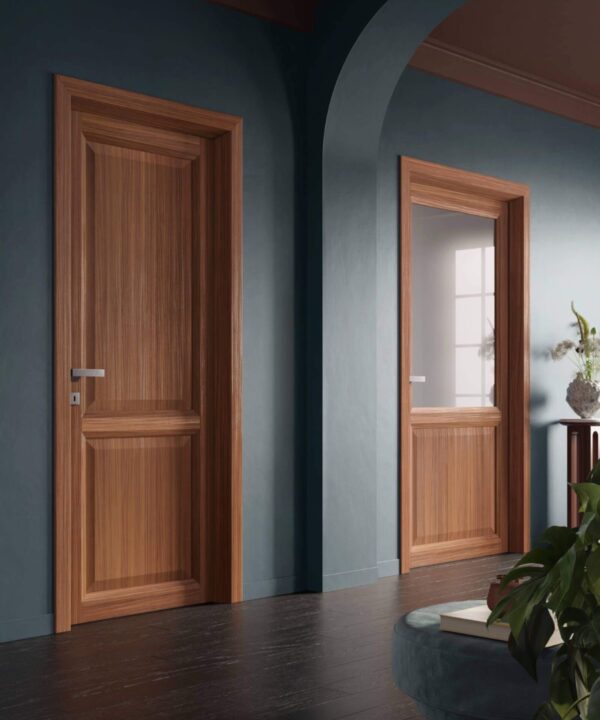 Walnut Two-Panel Traditional Doors (Comparison View)