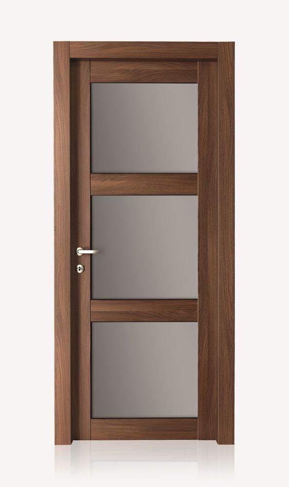 Modern Walnut Door with Horizontal Glass Panels