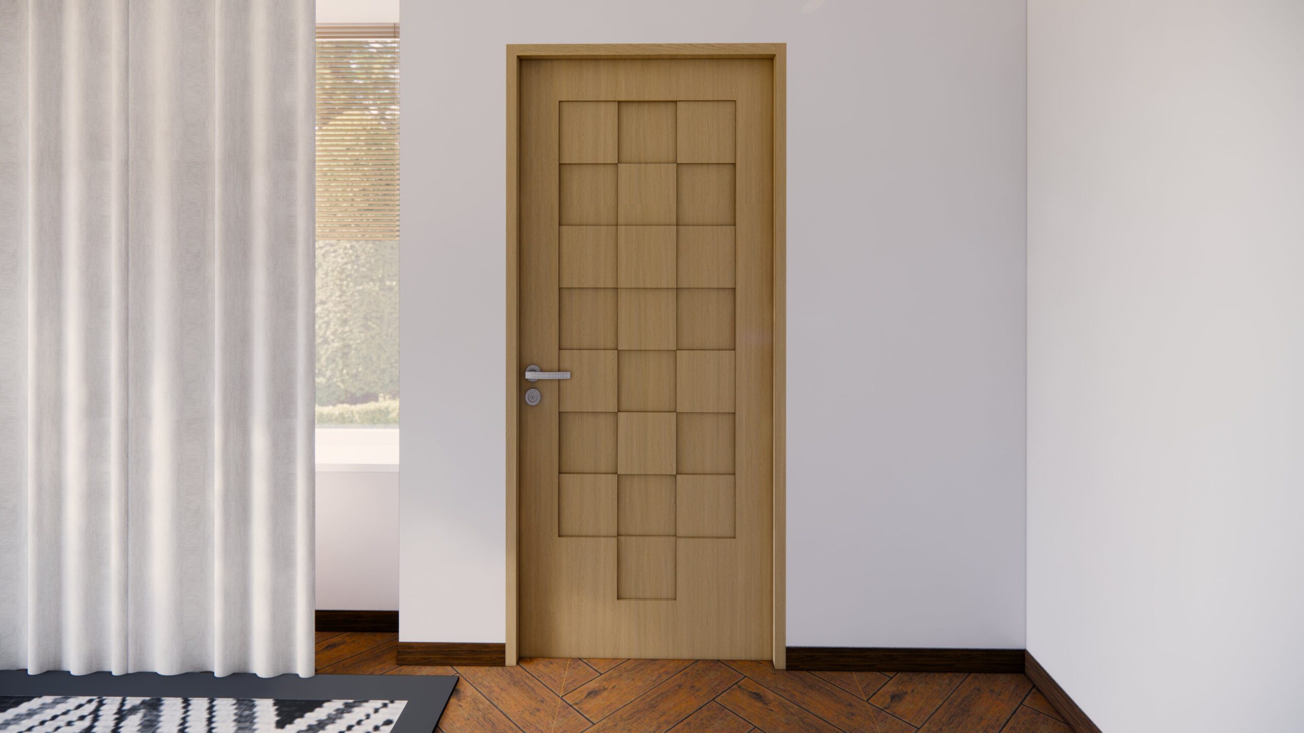 Modern Geometric Block Pattern Door