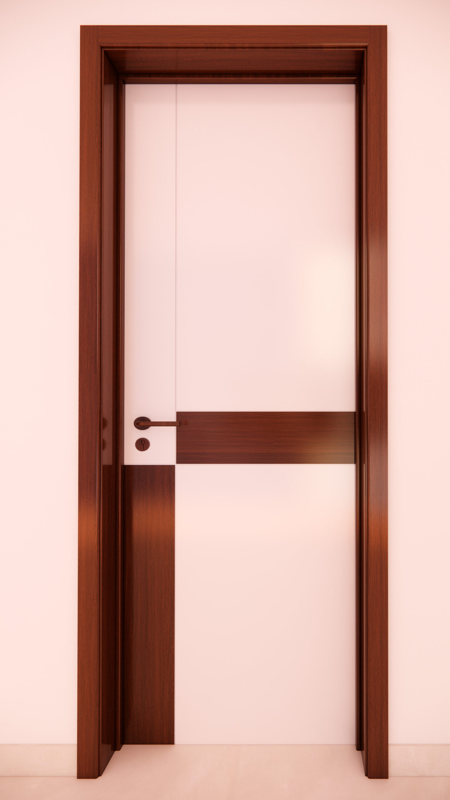 Contemporary Two-Tone Door with Horizontal Wood Accent Strip