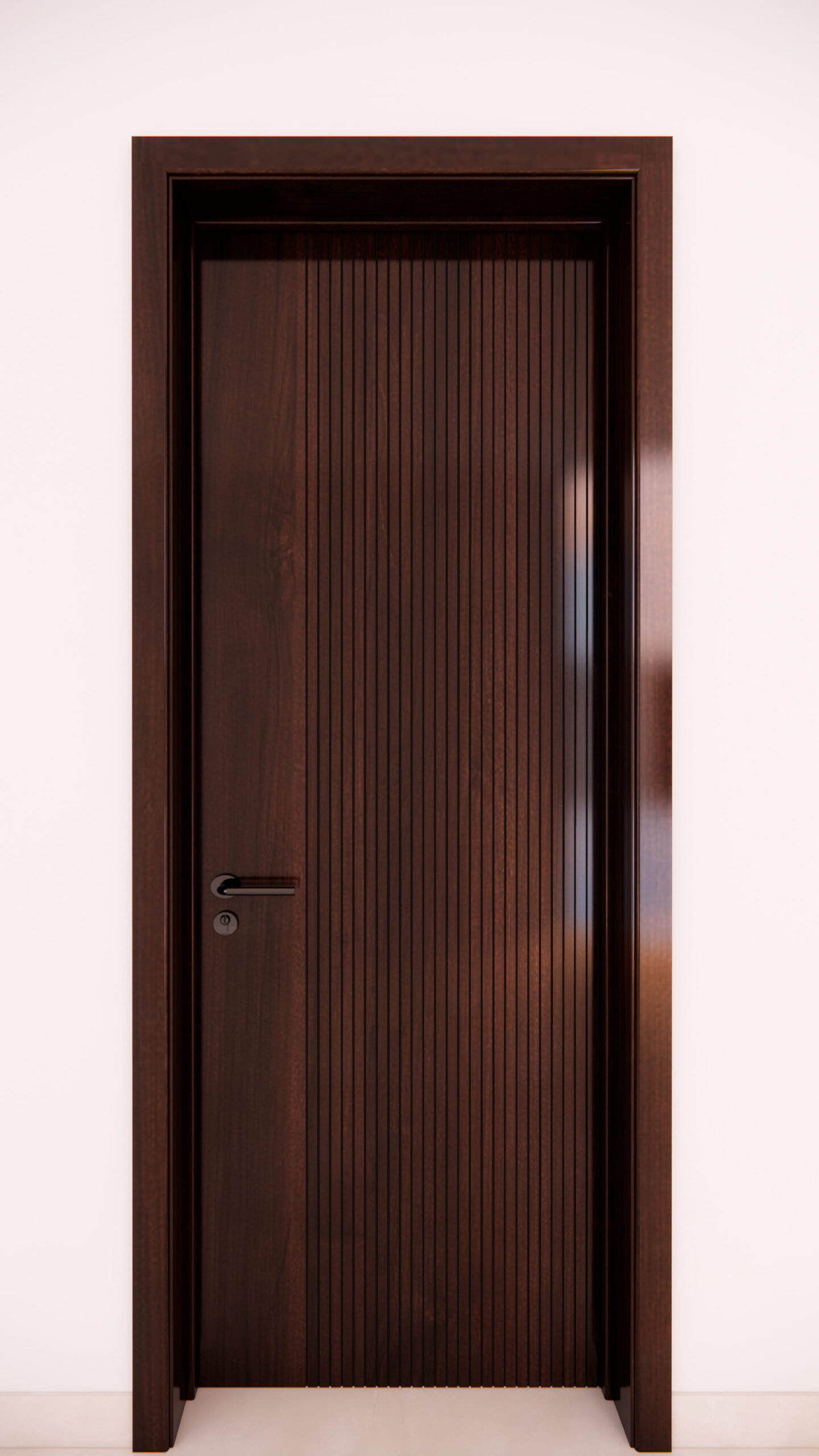 Modern Fluted Wood Door with Vertical Grooves