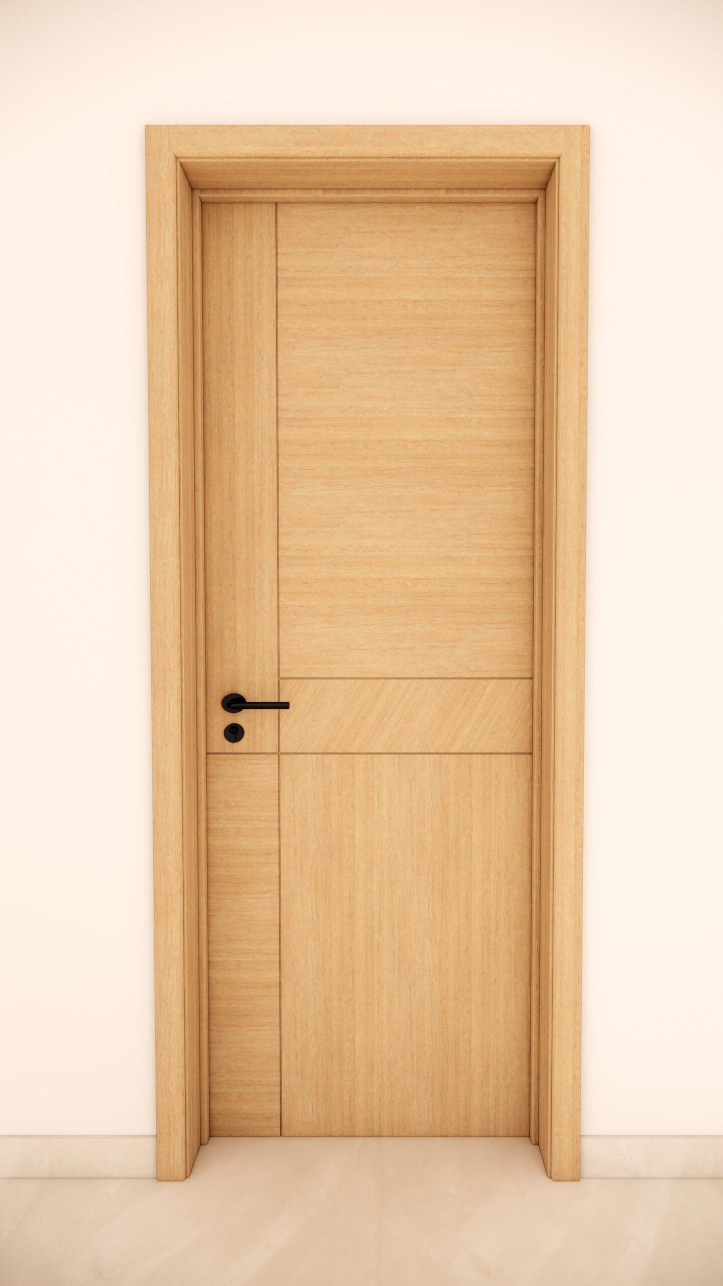 Natural Beech Door with Vertical Panel Accent