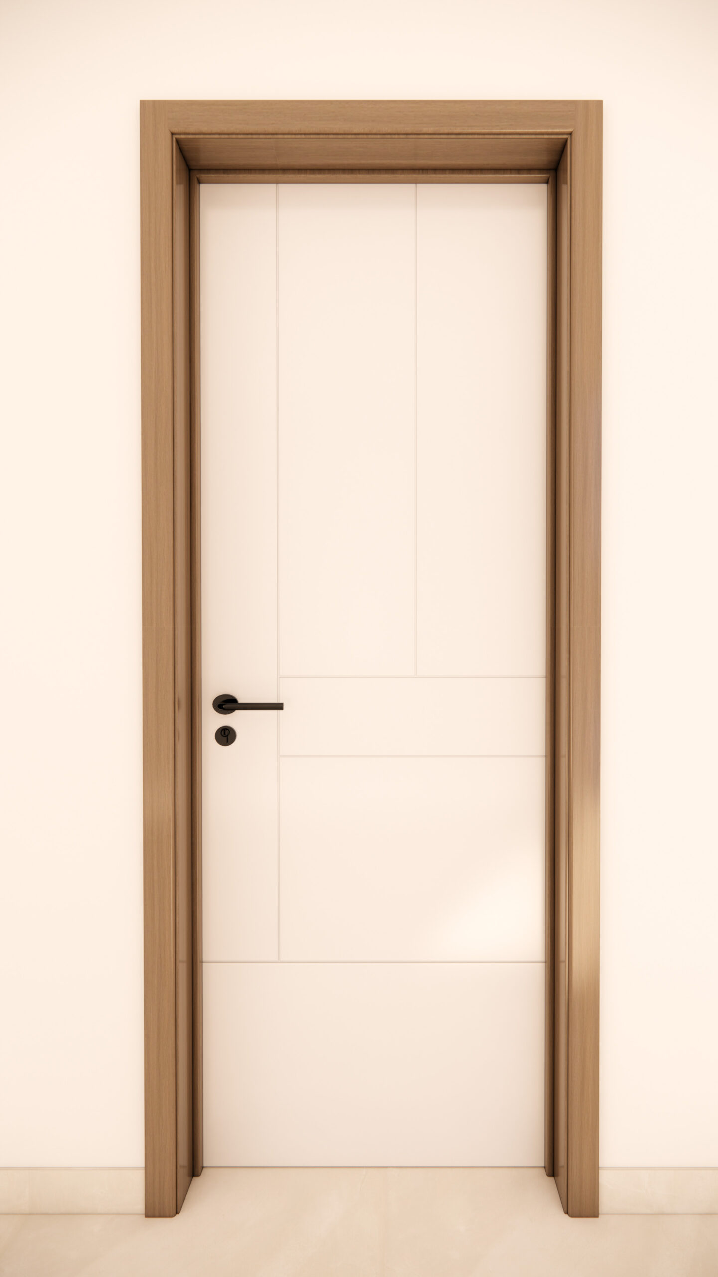 White Panel Door with Natural Wood Frame