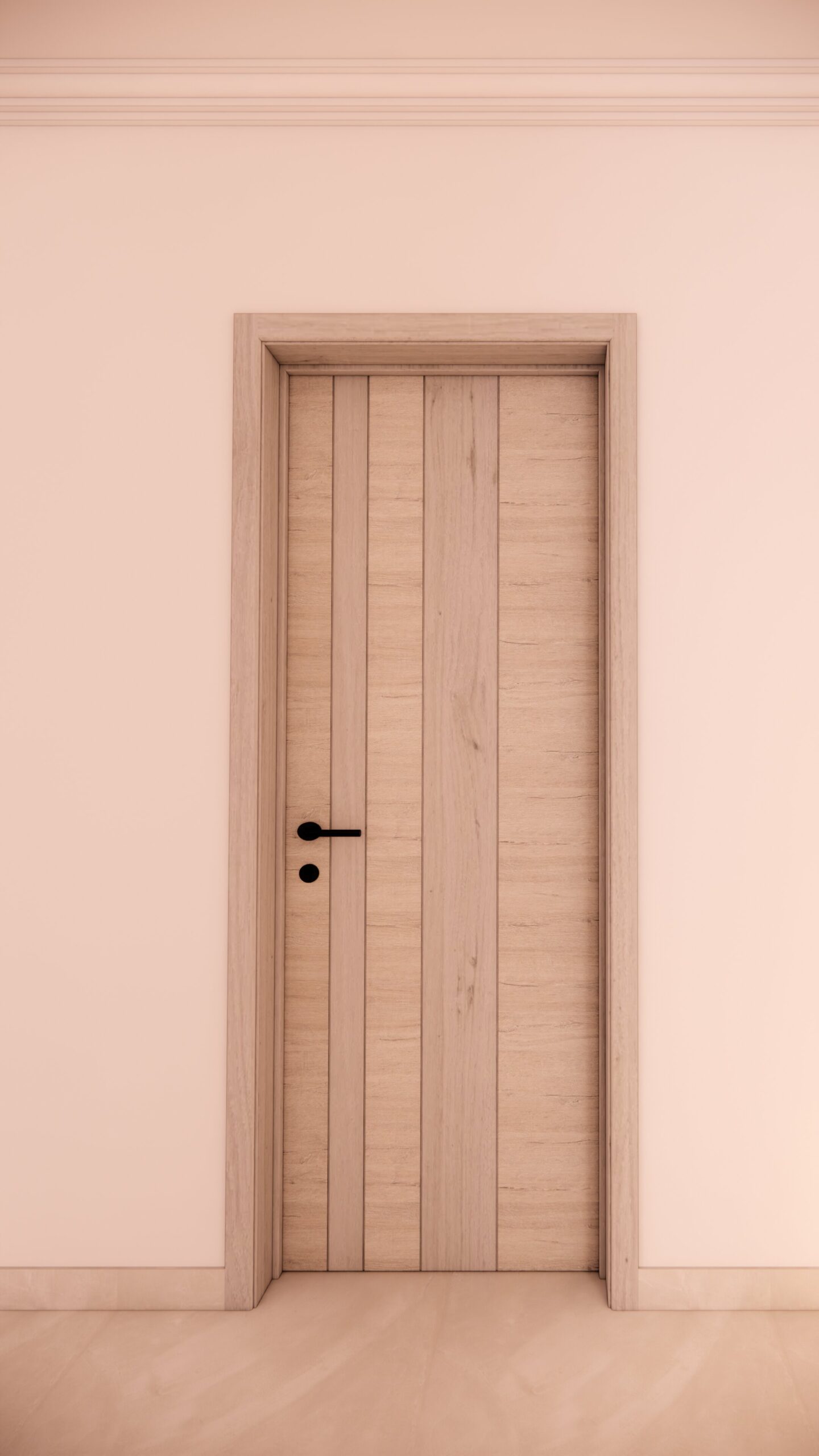 Warm Oak Door with Vertical Groove Pattern