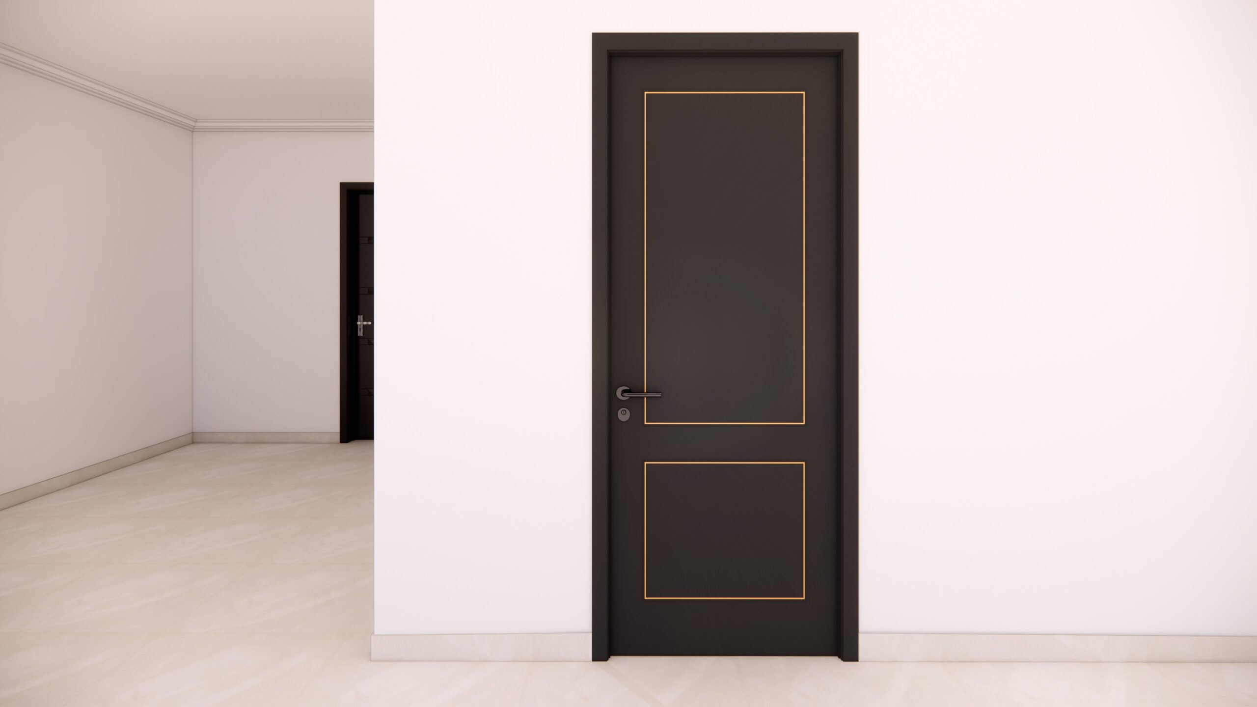 Two-Panel Door with Gold Trim Accent